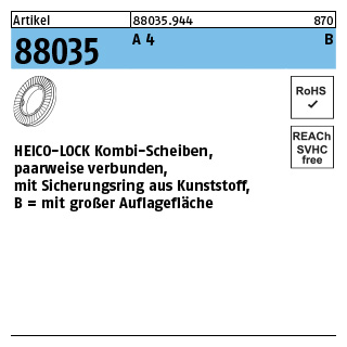 Artikel 88035 A 4 HEICO-LOCK Kombi-Scheiben mit großer Auflagefläche - Abmessung: HKB-10S, Inhalt: 200 Stück