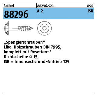 Artikel 88296 A 2 Scheibe 15 - ISR Spenglerschrauben Liko-Holzschr.m.Dichtscheibe 15 mm - Abmessung: 4,5 x 45 -15, Inhalt: 200 Stück